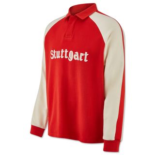 weiß-roter Longsleeve mit Aufschrift Stuttgart im 70er Look
