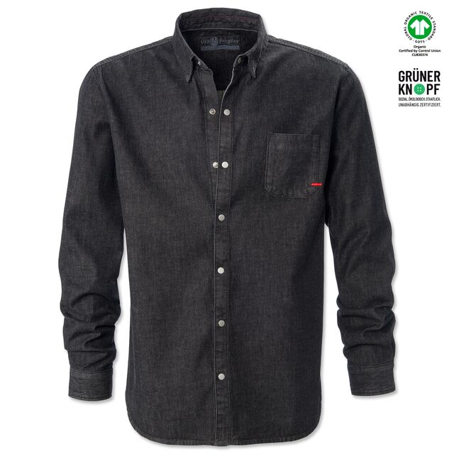 schwarzes Jeanshemd mit Knöpfen