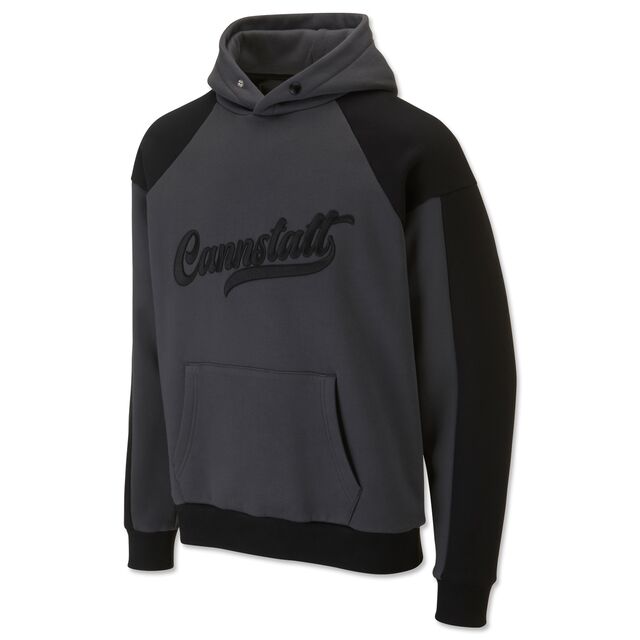 dunkelgrauer Hoodie mit schwarzem Cannstatt Schriftzug