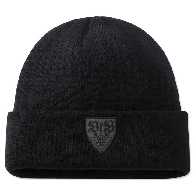 graue Beanie mit VfB Wappen auf der Vorderseite