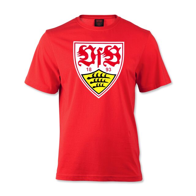 rotes T-Shirt mit großem VfB Wappen