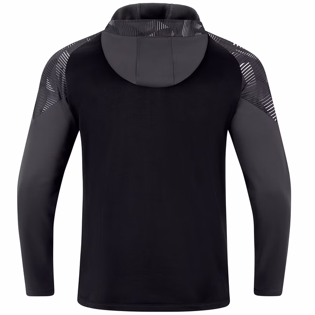 schwarze Rückseite der Kapuzenjacke