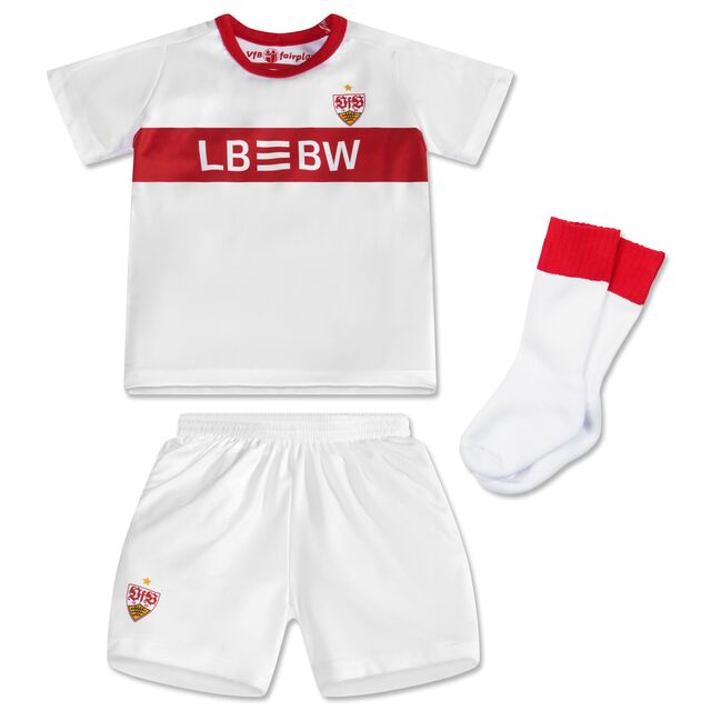 Set aus VfB Heimtrikot, Heimshorts und Stutzen aus der Saison 25/26 für Babies