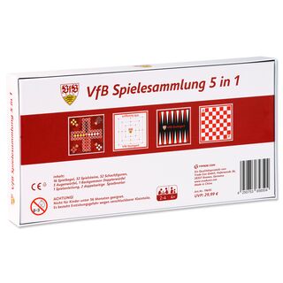 Rückseite der Spielesammlung mit Hinweisen und Informationen