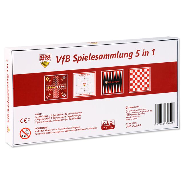 Rückseite der Spielesammlung mit Hinweisen und Informationen