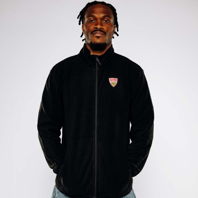 Fleecejacke in schwarz mit VfB Wappen auf der Brust 