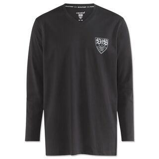 schwarzes Pyjama Oberteil mit VfB Wappen
