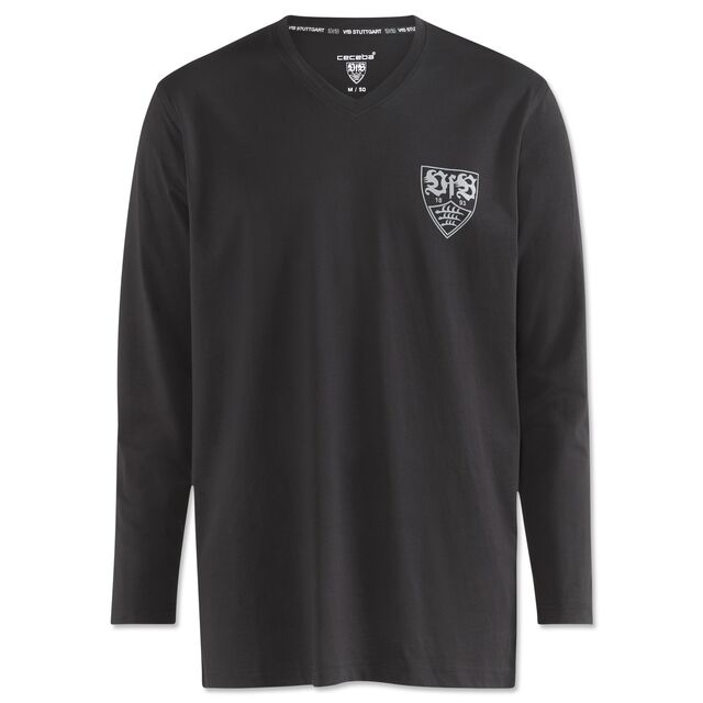 schwarzes Pyjama Oberteil mit VfB Wappen
