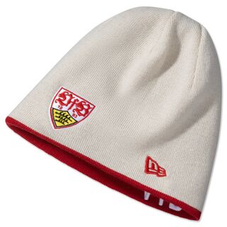 beigefarbene Beanie mit VfB Wappen und New Era Logo