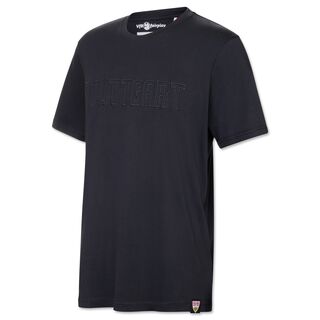schwarzes T-Shirt mit schwarzer Aufschrift Stuttgart