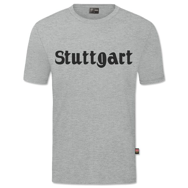 graues T-Shirt mit schwarzer Stuttgart Aufschrift