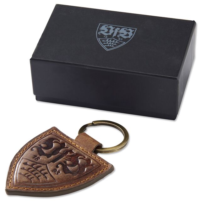 VfB Wappen aus Leder als Schlüsselanhänger mit Geschenkbox