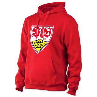 roter Hoodie mit Kängurutaschen und großem VfB Wappen
