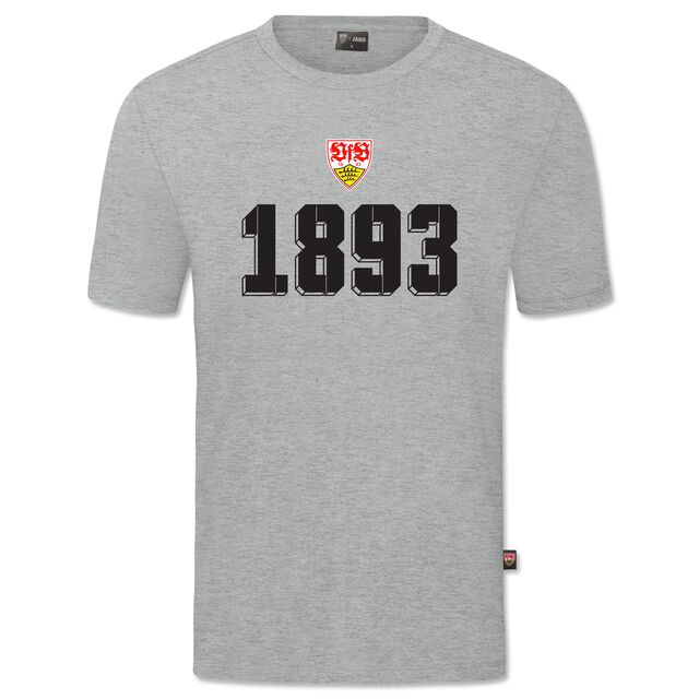 graues T-Shirt mit VfB Wappen und schwarzer Aufschrift 1893