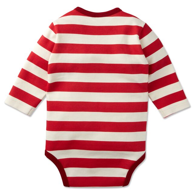 rot-weiß gestreifte Rückseite des Baby Bodies
