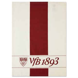 Tuch in rot und beige mit VfB Wappen und Schriftzug VfB 1893 