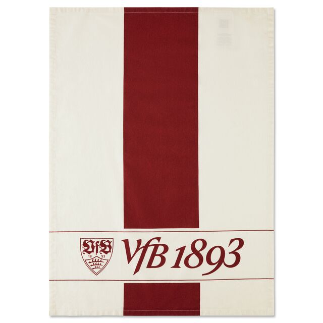 Tuch in rot und beige mit VfB Wappen und Schriftzug VfB 1893 