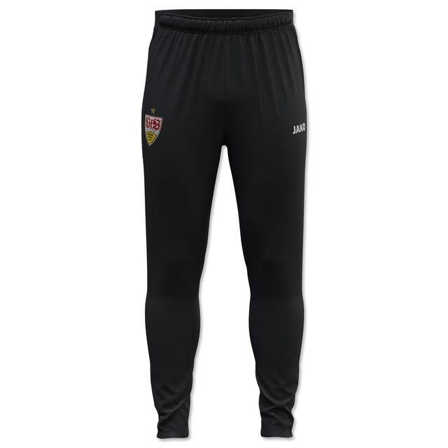 schwarze Trainingshose mit JAKO Logo und VfB Wappen 