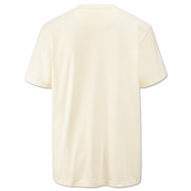 beigefarbene Rückseite des T-Shirts