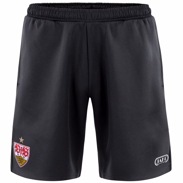 Schwarze Shorts mit VfB Wappen und JAKO Logo 