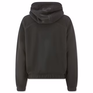 schwarze Rückseite des Hoodies mit Aufschrift Stuttgart auf der Kapuze