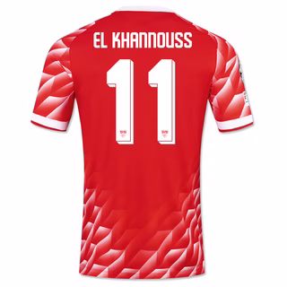 Rückseite des roten Champions League Auswärtstrikots, beflockt mit El Khannouss 11