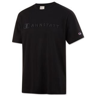 schwarzes T-Shirt mit schwarzem Cannstatt Aufdruck