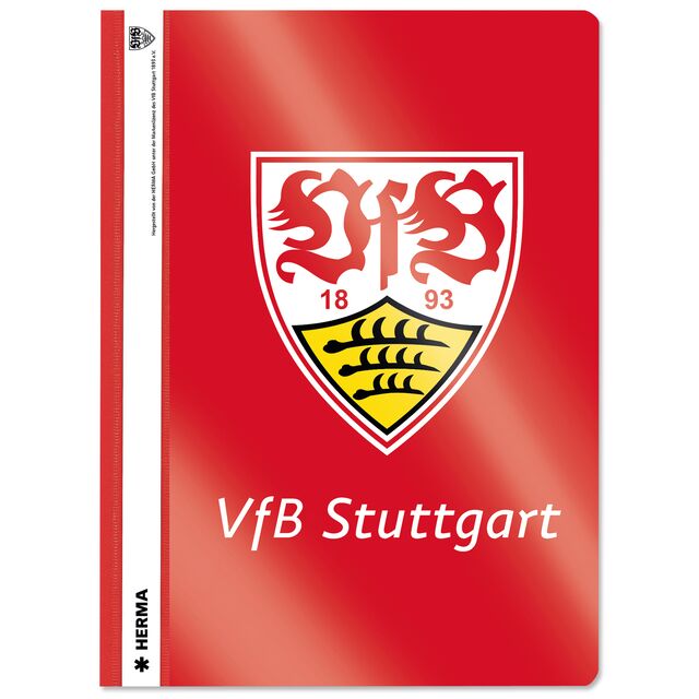 roter Schnellhefter mit großem VfB Wappen und der Aufschrift VfB Stuttgart