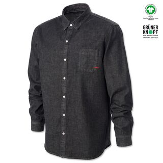 schwarzes Jeanshemd mit Knöpfen
