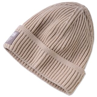 braune, grob gestrickte Beanie mit VfB Wappen