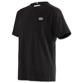 schwarzes T-Shirt mit kleinem VfB Logo auf der Brust
