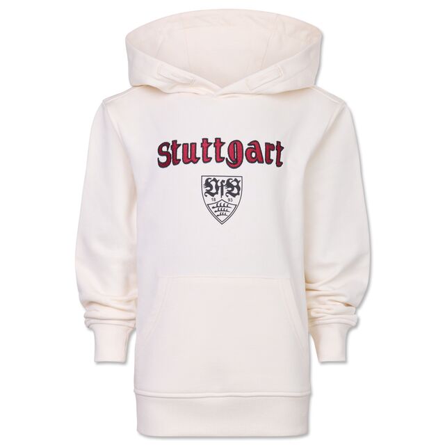 Hoodie in Offwhite mit Aufschrift Stuttgart und VfB Wappen