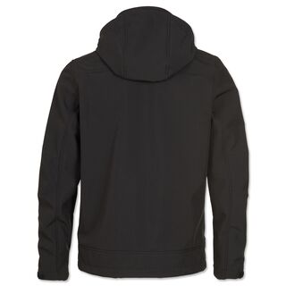 schwarze Rückseite der Softshelljacke