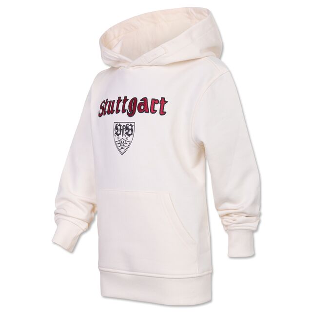 Hoodie in Offwhite mit Aufschrift Stuttgart und VfB Wappen