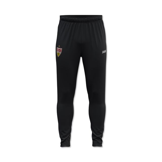 schwarze Trainingshose mit JAKO Logo und VfB Wappen 