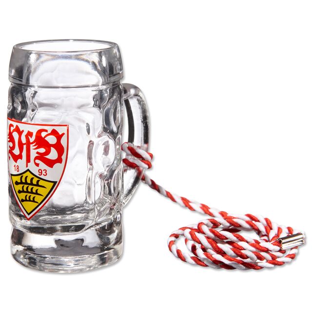 Schnapsseidel mit VfB Wappen und rot-weißer Kordel