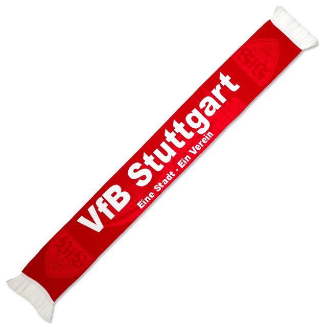 roter Schal mit der weißen Aufschrift VfB Stuttgart Eine Stadt Ein Verein