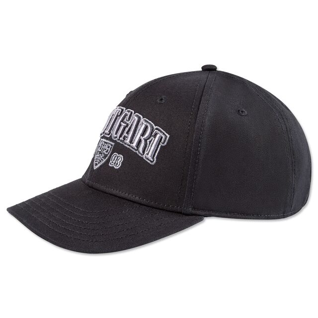 schwarze Kappe mit der Aufschrift Stuttgart 1893 und dem VfB Wappen im Vintage Look