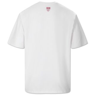weiße Rückseite des VfB T-Shirts 1893 oversized mit kleinem VfB Wappen am Kragen 