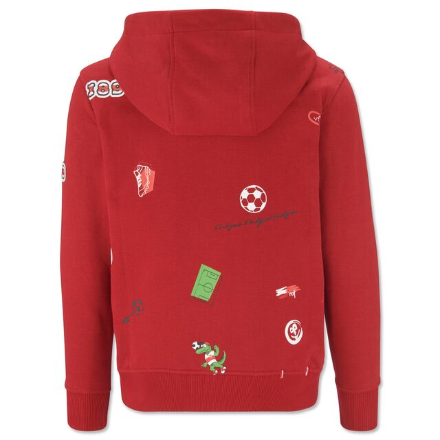 Hoodie in rot mit VfB Motiven 