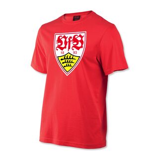 rotes T-Shirt mit großem VfB Wappen