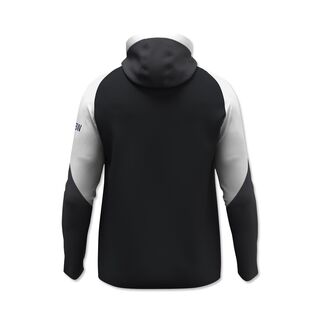 schwarz-weiße Rückseite der Kapuzenjacke 25/26