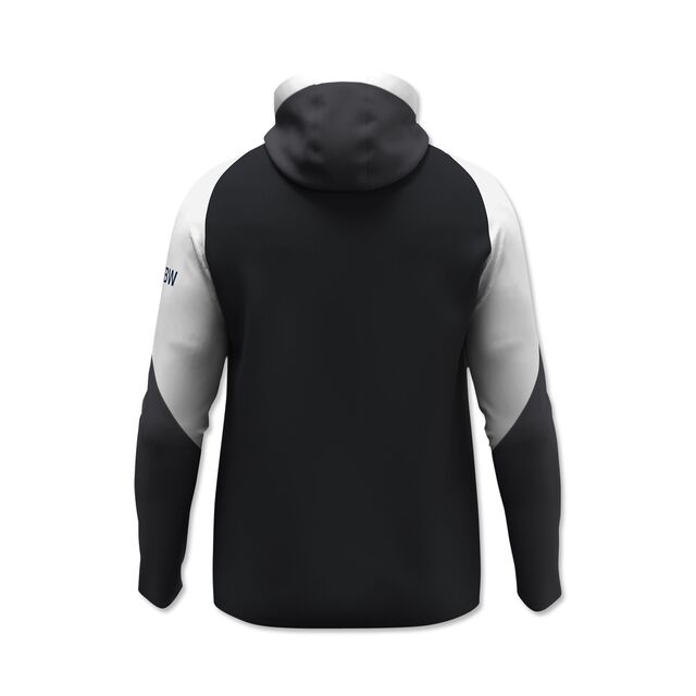 schwarz-weiße Rückseite der Kapuzenjacke 25/26