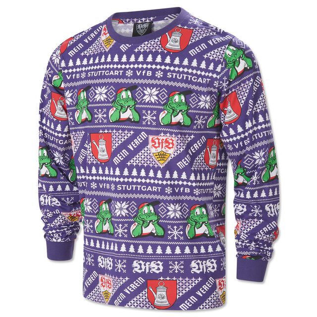 Schlafanzug Oberteil mit Kanne, Fritzle, VfB Wappen und Weihnachtsmotiven