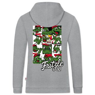 Rückseite Hoodie mit Fritzle Collage und Schriftzug Fritzle 92 