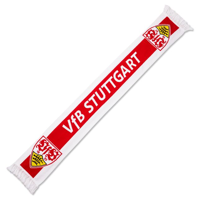 Schal in weiß und rot mit Aufschrift VfB Stuttgart 