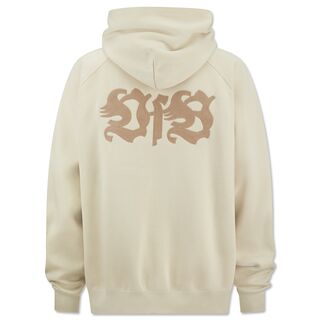 beigefarbene Rückseite des Hoodies mit großem beigefarbenen VfB Schriftzug