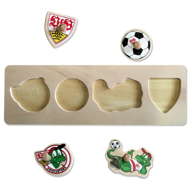 vierteiliges Steckpuzzle mit Fritzle und VfB Motiven