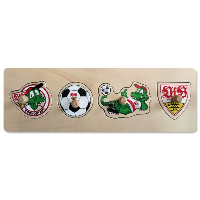 vierteiliges Steckpuzzle mit Fritzle und VfB Motiven