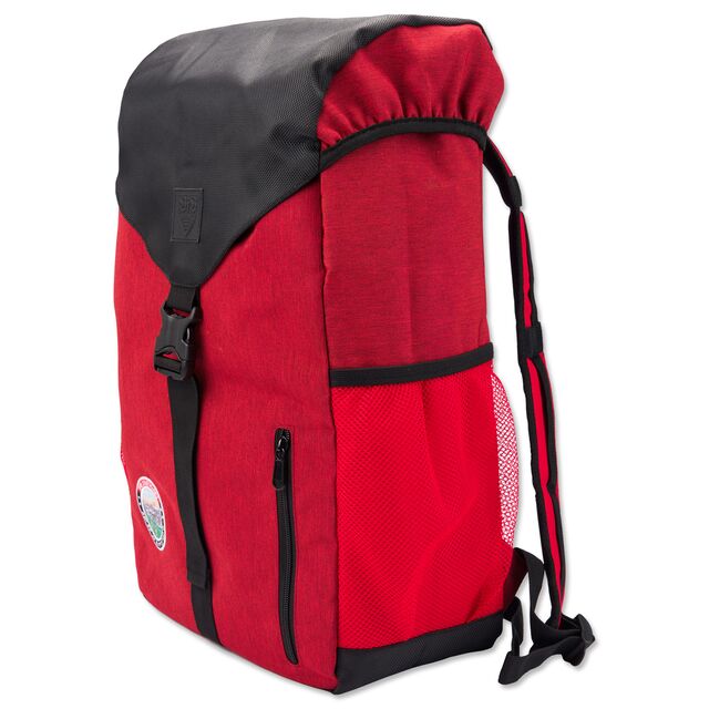 schwarz-roter VfB Rucksack Tradition von der Seite